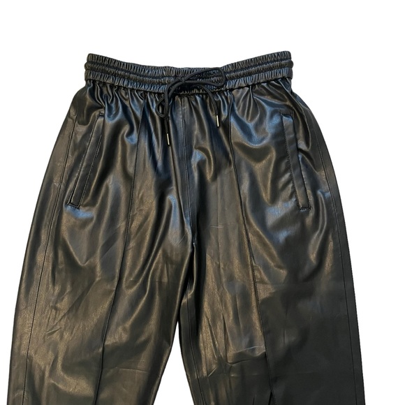 NWT, BLANK NYC Black Faux Leather Jogger Pants Drawstring, Sz 26 - Picture 11 of 15